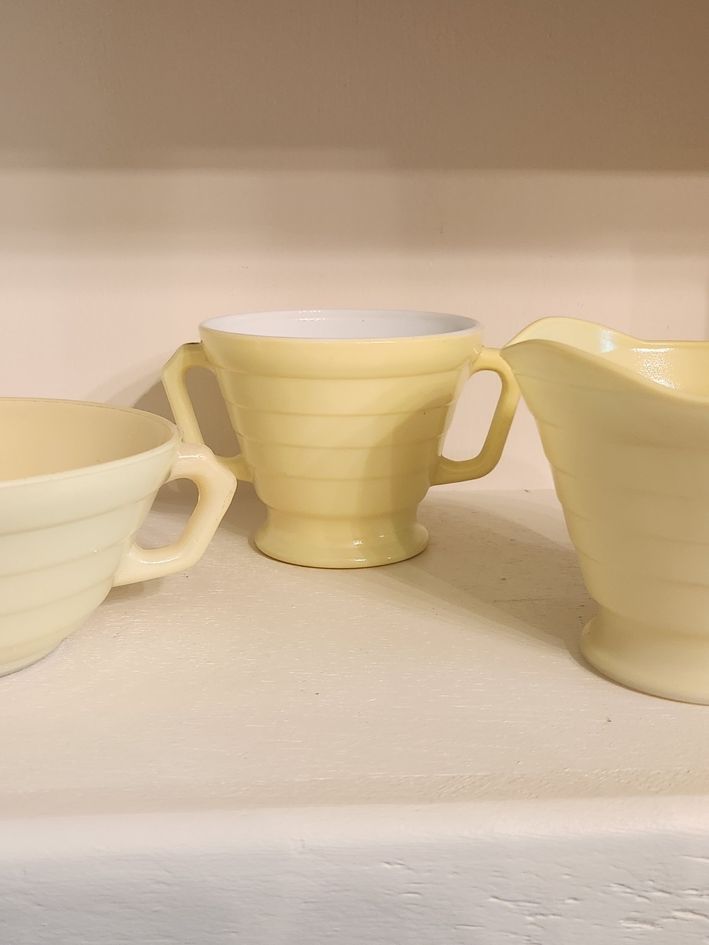 Vintage Style Yellow Ceramic Coffee & Tea Creamer and Sugar Set